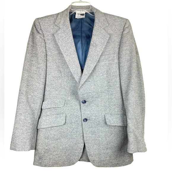 Vintage Profile Oversized Wool Blend Blue Whir Jacket One Size - Picture 1 of 9